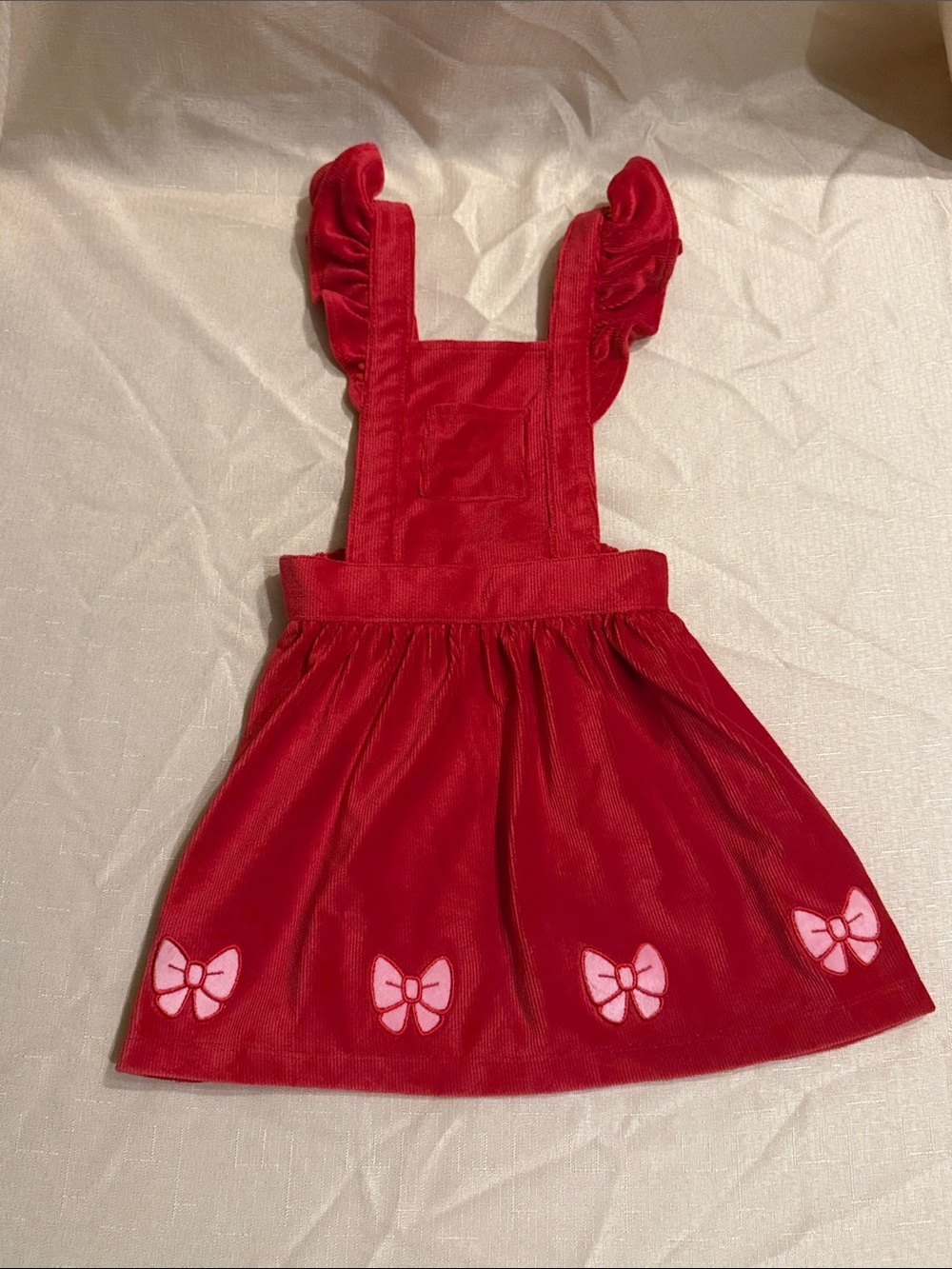 Red Girls' Bow Pinafore Dress